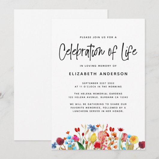 Wilde bloem - viering van het levensonderhoud kaart (Voorkant / Achterkant)