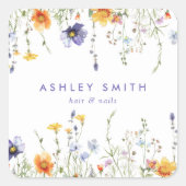 Wilde bloem vierkante sticker (Voorkant)