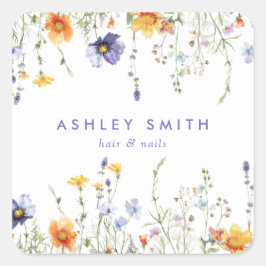Wilde bloem vierkante sticker