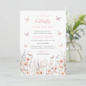 Wilde Bloem Vlinder Baby Shower Kaart (Staand voorkant)
