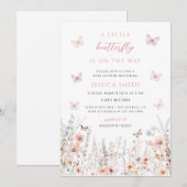 Wilde Bloem Vlinder Baby Shower Kaart (Voorkant / Achterkant)