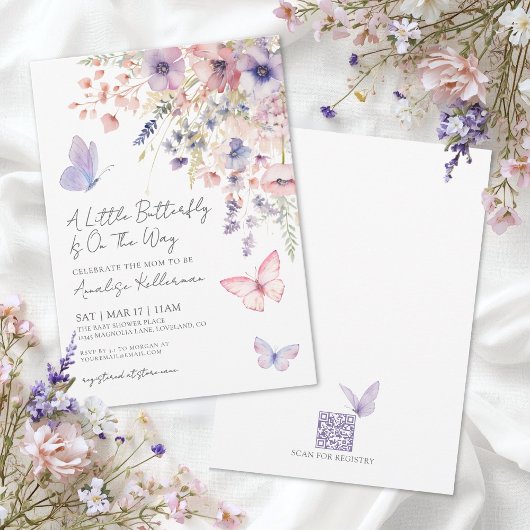 Wilde Bloem Vlinder Baby Shower Kaart