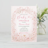 Wilde bloem vlinder baby sprinkle uitnodiging (Staand voorkant)