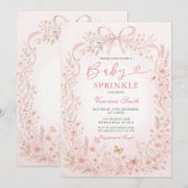 Wilde bloem vlinder baby sprinkle uitnodiging (Voorkant / Achterkant)