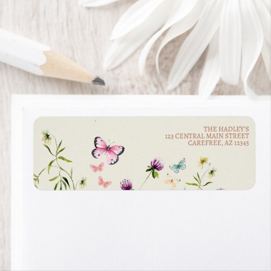 Wilde Bloem Vlinder Feestje Retouradres Label (Insitu)