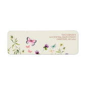 Wilde Bloem Vlinder Feestje Retouradres Label (Voorkant)