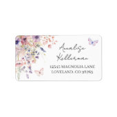 Wilde Bloem Vlinder Retouradres Etiket (Voorkant)
