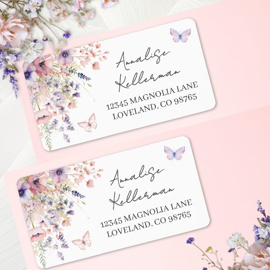 Wilde Bloem Vlinder Retouradres Etiket