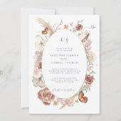 Wilde Bloem Vlinder Stofblauw Watercolor Kaart (Voorkant)