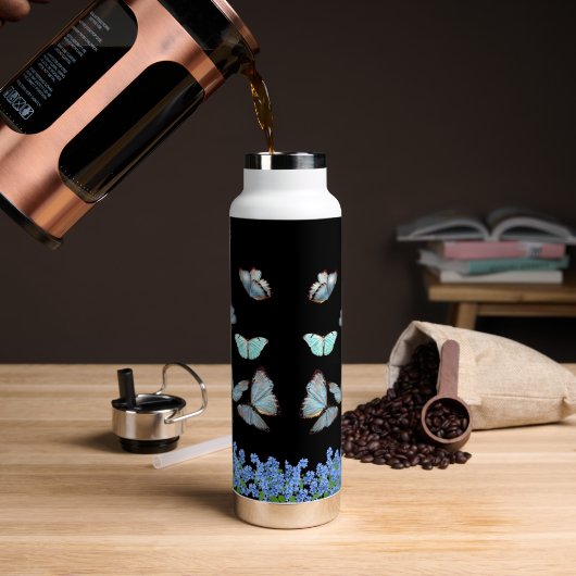 Wilde Bloem Vlinder Tuin Waterfles (Koffie)