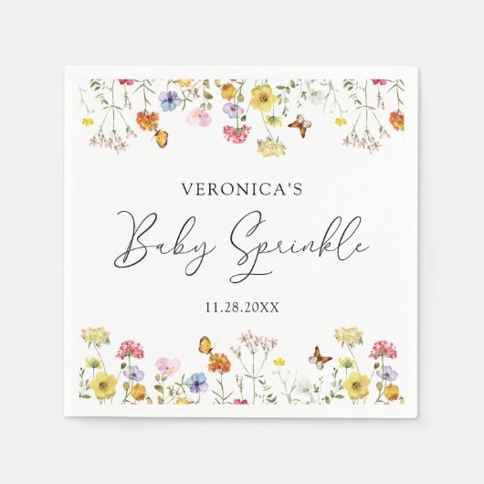 Wilde Bloem Vlinders Boho Baby Sprinkle Servet (Voorkant)
