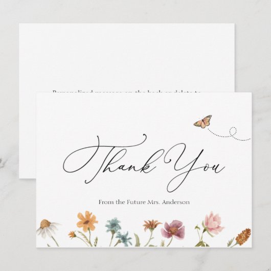 Wilde bloem Vrijgezellenfeest Bedankt voor je brie Notitiekaartje (Voorkant / Achterkant)