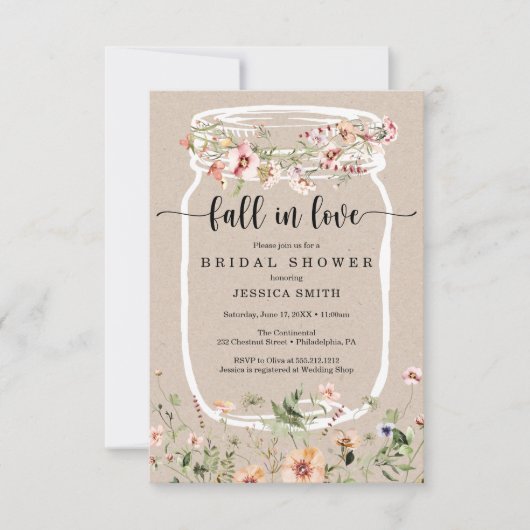 Wilde bloem Vrijgezellenfeest Mason Jar Pink Uitno Kaart (Voorkant)
