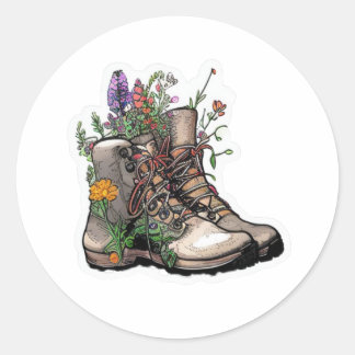 Wilde bloem - wandelaarbeweging : Ervaar ongehinde Ronde Sticker
