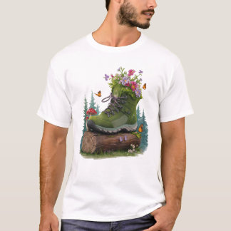 Wilde bloem wandelschoenen t-shirt