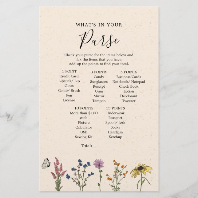  wilde bloem wat er in je tas zit (Voorkant)