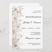 Wilde bloem water kleur Spaans bruiloft uitnodigin Kaart (Voorkant / Achterkant)