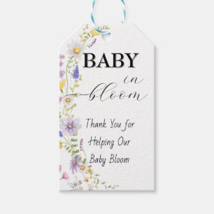 Wilde Bloem Waterverf Baby in Bloei Cadeaulabel