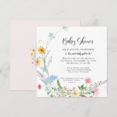 Wilde bloem Waterverf Baby shower Kaart (Voorkant / Achterkant)