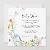 Wilde bloem Waterverf Baby shower Kaart (Voorkant)