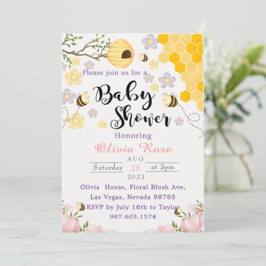 Wilde Bloem Waterverf Bijen Kaart (Staand voorkant)