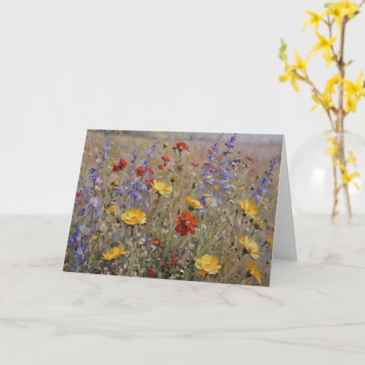 Wilde Bloem Waterverf Blank Aanpasbaar Kaart (Gele Bloem)