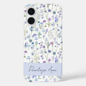 Wilde Bloem Waterverf Blauw Paarse Script Naam Case-Mate iPhone Case (Achterkant)