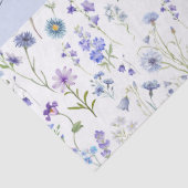 Wilde Bloem Waterverf Blauw Paarse Script Naam Tissuepapier (Detail)