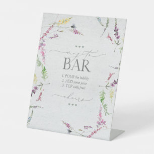 Wilde Bloem Waterverf Bloem Bruidsshower Mojito Reclamebord Met Voetstuk