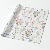 Wilde Bloem Waterverf Bloemmotief Cadeaupapier (Uitgerold)