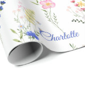 Wilde Bloem Waterverf Bloemmotief Cadeaupapier (Rol Hoek)