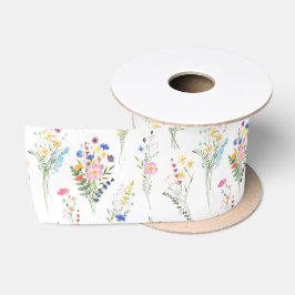 Wilde Bloem Waterverf Bloemmotief Satijnen Lint