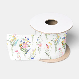 Wilde Bloem Waterverf Bloemmotief Satijnen Lint