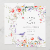 Wilde Bloem Waterverf Botanische Lente Bruiloft Save The Date (Voorkant / Achterkant)