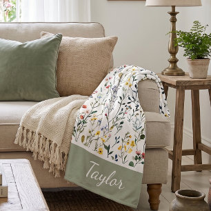 Wilde Bloem Waterverf Botanische Naam Fleece Deken