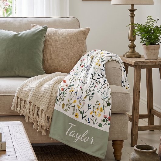Wilde Bloem Waterverf Botanische Naam Fleece Deken