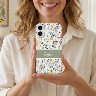 Wilde bloem waterverf botanische naam  iPhone 16 hoesje