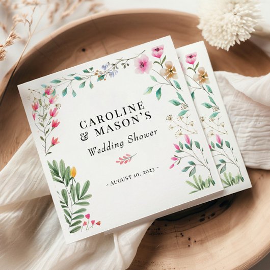 Wilde Bloem Waterverf Bruidsdiner Servet