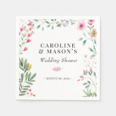 Wilde Bloem Waterverf Bruidsdiner Servet (Voorkant)