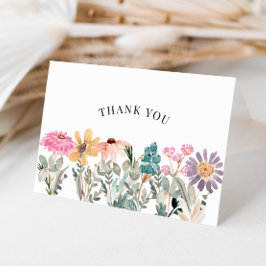 Wilde bloem Waterverf Dank je Notecard Kaart