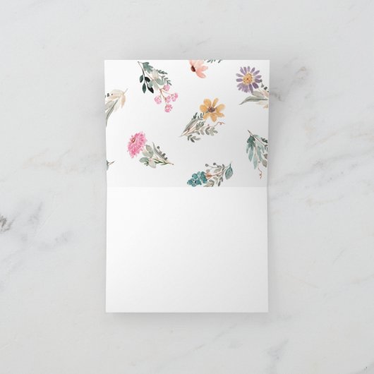 Wilde bloem Waterverf Dank je Notecard Kaart (Binnen)