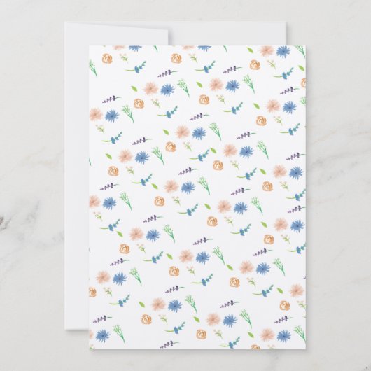 Wilde bloem Waterverf Grieks huwelijk Kaart (Achterkant)