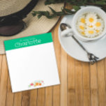 wilde bloem waterverf groen notitieblok<br><div class="desc">Geel sinaasappel rood waterverf botanisch Notitieblok. Gepersonaliseerd briefpapier. Voeg jouw namen toe.</div>