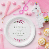 Wilde bloem Waterverf Initialen Fsia ID954 Papieren Bordje (Feest)