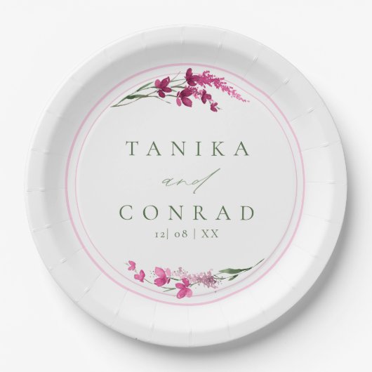 Wilde bloem Waterverf Initialen Fsia ID954 Papieren Bordje (Voorkant)