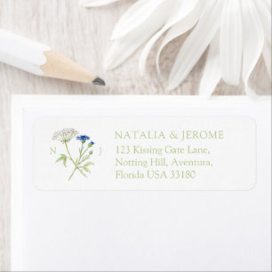 Wilde bloem waterverf retouradres sticker