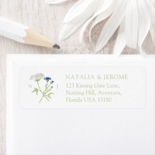 Wilde bloem waterverf retouradres sticker (Insitu)