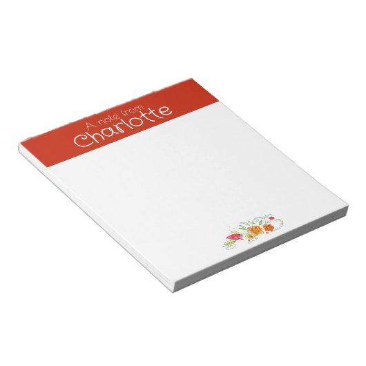 wilde bloem waterverf rood notitieblok (Schuin)