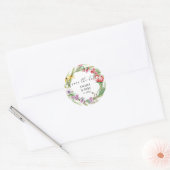 Wilde bloem waterverf script save the date ronde sticker (Envelop)