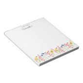 Wilde-bloem-Waterverf Vloerrand Aangepast Notitieblok (Schuin)